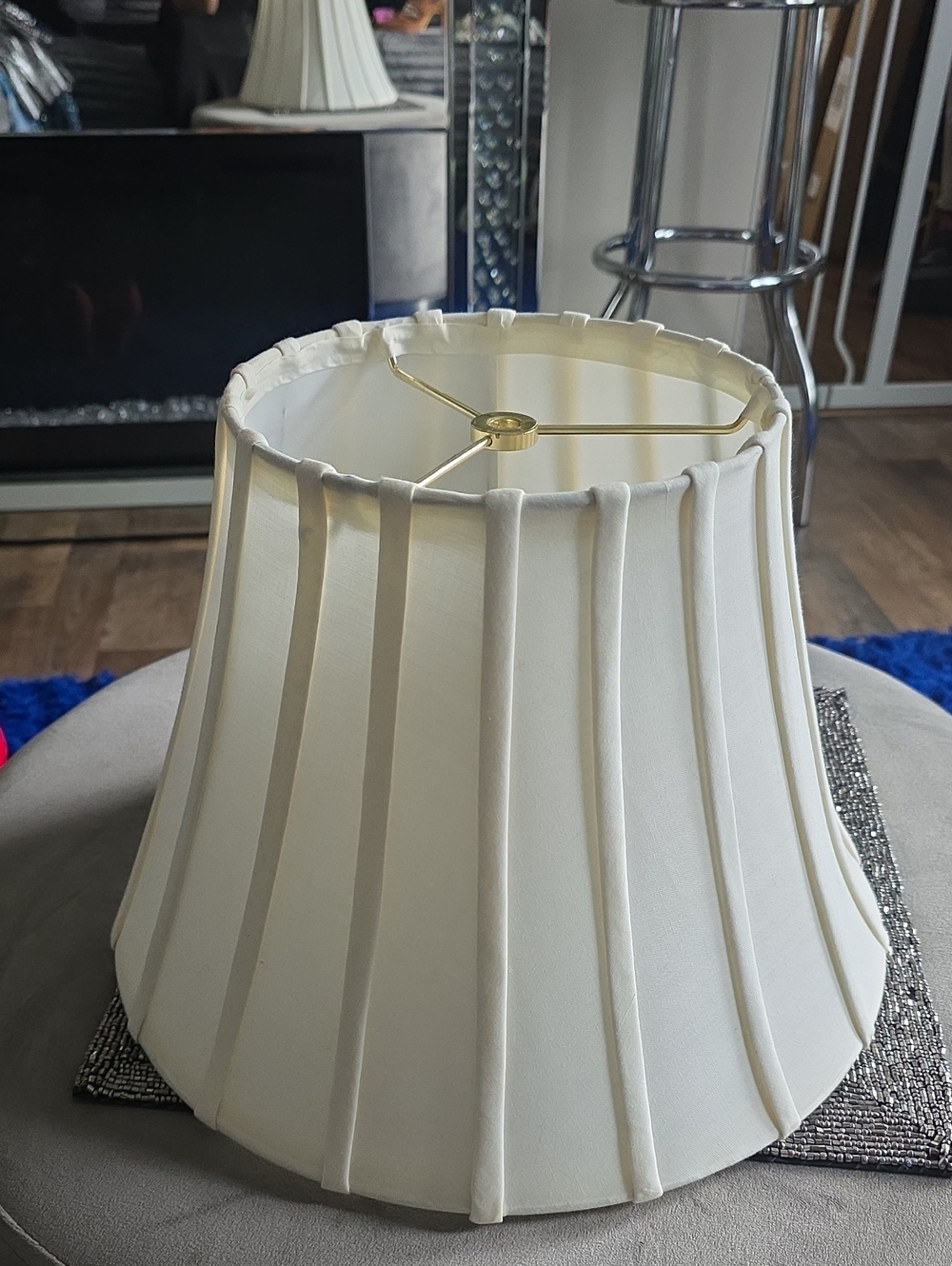 Pleated Cream Fabric Lamp Shade -